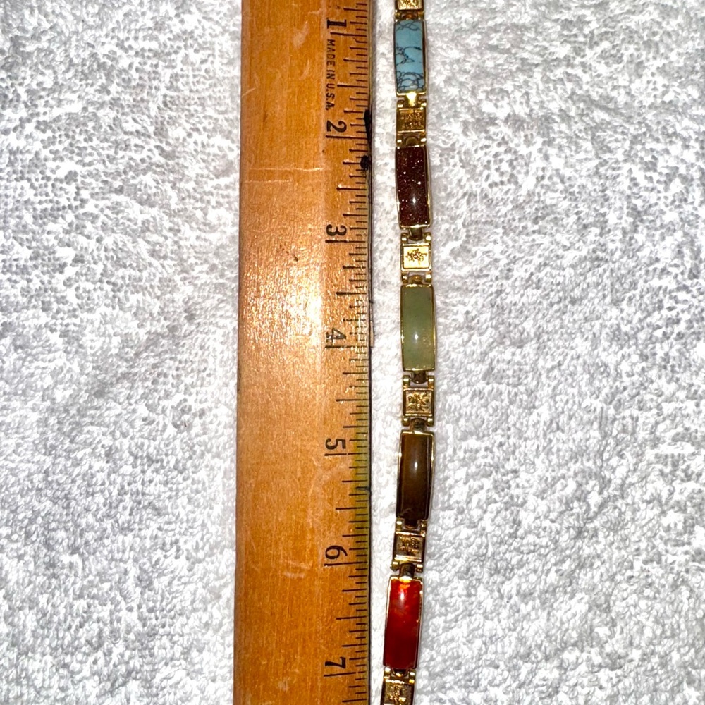 Multicolor Stone Bracelet with Gold Accents 7.5”